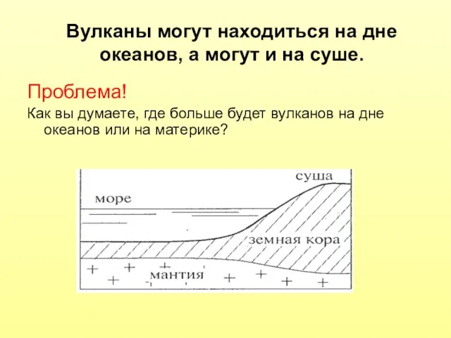 Вулканы могут находиться на дне океанов, а могут и на суше. Проблема!