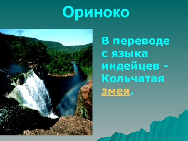 Ориноко В переводе с языка индейцев - Кольчатая змея.