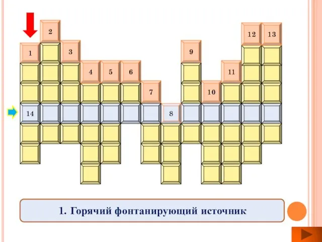 1 3 2 10 9 7 6 5 4 13 12 11 1. Горячий фонтанирующий источник