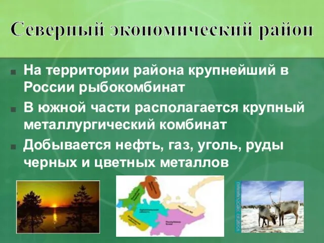 На территории района крупнейший в России рыбокомбинат В южной части располагается крупный