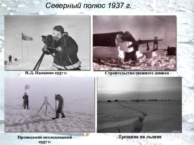 Северный полюс 1937 г. Трещина на льдине И.Д. Папанин 1937 г. Проведение