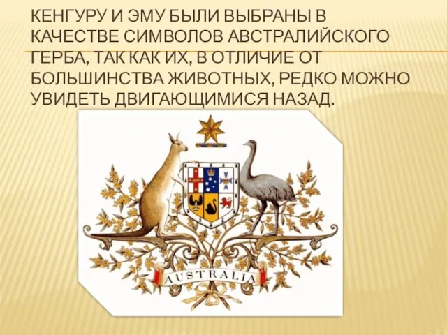 Кенгуру и эму были выбраны в качестве символов австралийского герба, так как