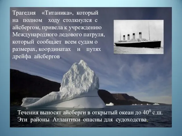 Трагедия «Титаника», который на полном ходу столкнулся с айсбергом, привела к учреждению