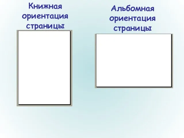 Книжная ориентация страницы Альбомная ориентация страницы