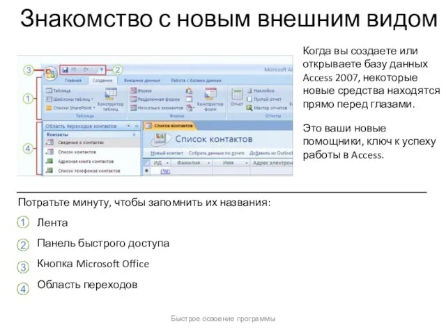 Быстрое освоение программы Знакомство с новым внешним видом Когда вы создаете или