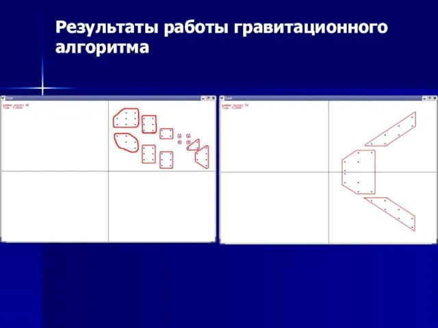 Результаты работы гравитационного алгоритма