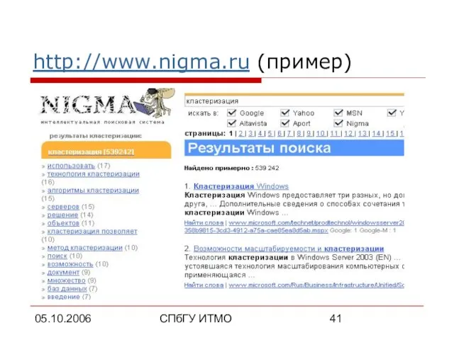 05.10.2006 СПбГУ ИТМО http://www.nigma.ru (пример)