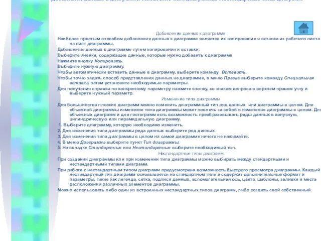 Добавление данных к диаграмме. Изменение типа диаграммы. Нестандартные типы диаграмм Добавление данных