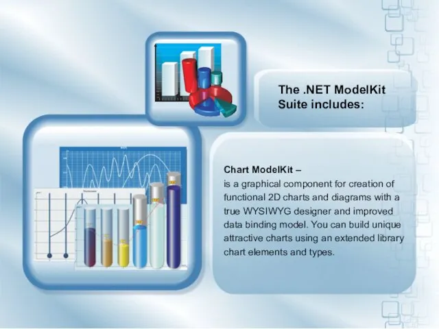 The .NET ModelKit Suite includes: Chart ModelKit – is a graphical component