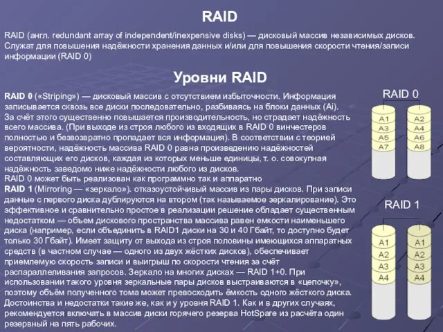 RAID (англ. redundant array of independent/inexpensive disks) — дисковый массив независимых дисков.