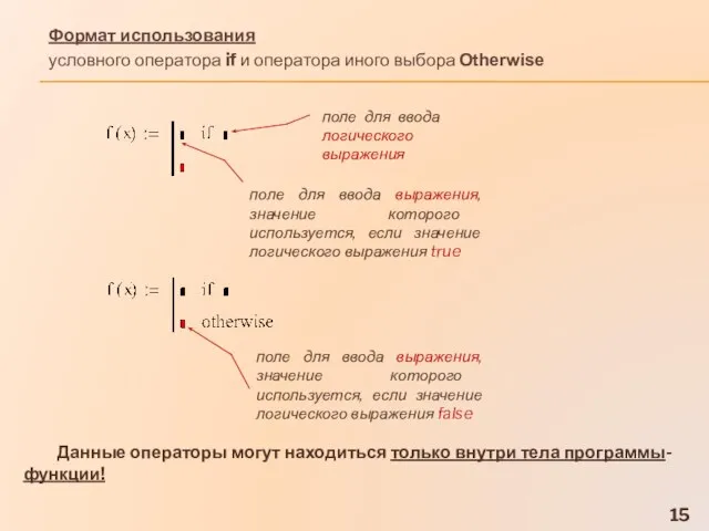 Формат использования условного оператора if и оператора иного выбора Otherwise поле для