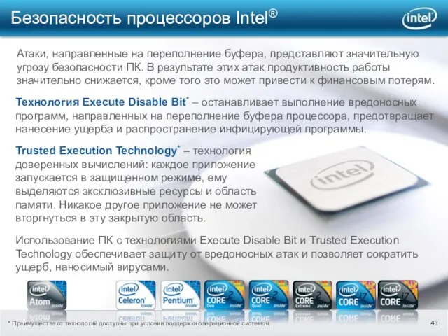Безопасность процессоров Intel® Trusted Execution Technology* – технология доверенных вычислений: каждое приложение
