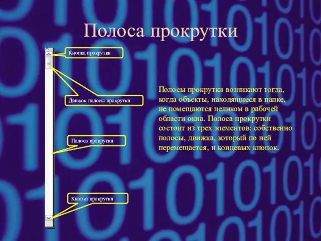 Полоса прокрутки Кнопка прокрутки Движок полосы прокрутки Полоса прокрутки Кнопка прокрутки Полосы