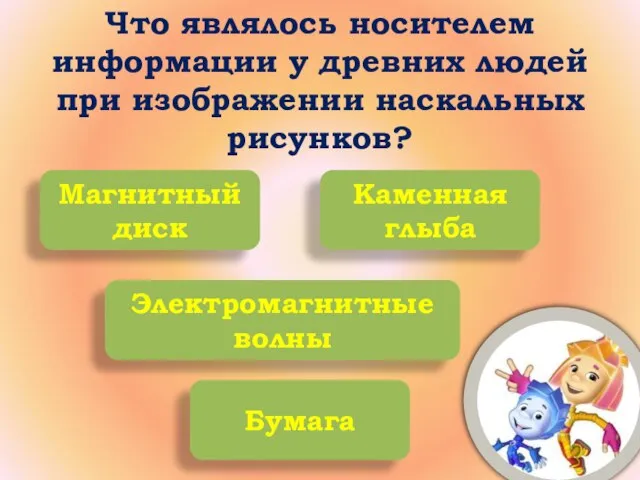 Что являлось носителем информации у древних людей при изображении наскальных рисунков? Магнитный