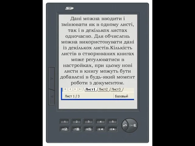 Дані можна вводити і змінювати як в одному листі, так і в