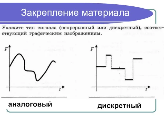 Закрепление материала аналоговый дискретный