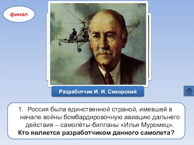 Россия была единственной страной, имевшей в начале войны бомбардировочную авиацию дальнего действия