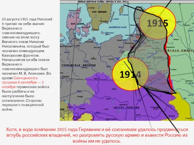 23 августа 1915 года Николай II принял на себя звание Верховного главнокомандующего,