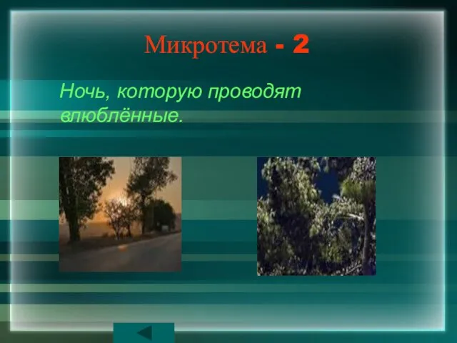 Микротема - 2 Ночь, которую проводят влюблённые.