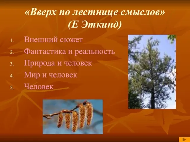 «Вверх по лестнице смыслов» (Е Эткинд) Внешний сюжет Фантастика и реальность Природа