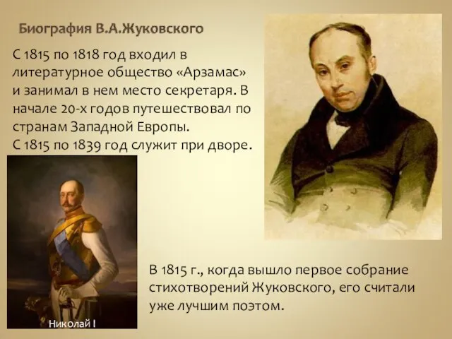 С 1815 по 1818 год входил в литературное общество «Арзамас» и занимал