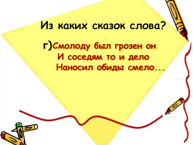 г) Смолоду был грозен он И соседям то и дело Наносил обиды