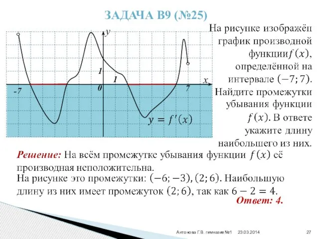 Антонова Г.В. гимназия№1 Задача В9 (№25) 7 -7 Ответ: 4.