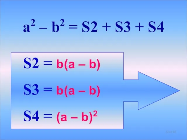 a2 – b2 = S2 + S3 + S4 S2 = b(a