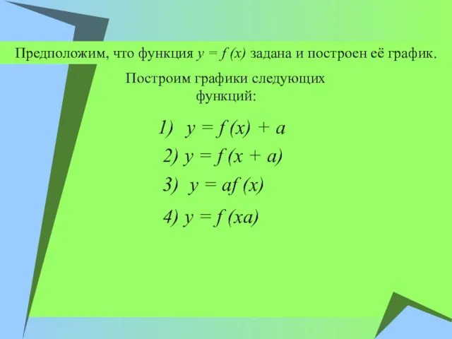 Предположим, что функция y = f (x) задана и построен её график.