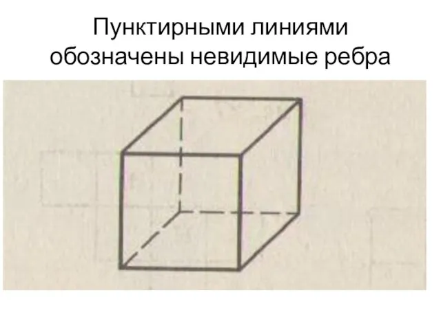 Пунктирными линиями обозначены невидимые ребра