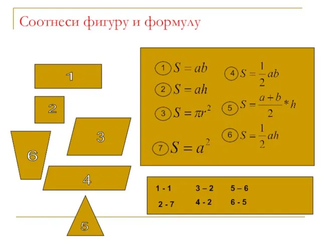 Соотнеси фигуру и формулу 1 2 3 4 5 1 2 3