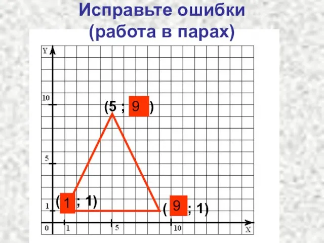 Исправьте ошибки (работа в парах) (5 ; 10 ) (0 ; 1)