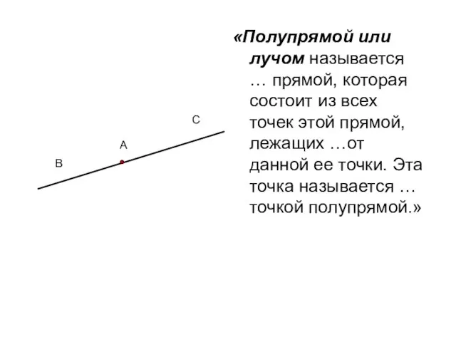 «Полупрямой или лучом называется … прямой, которая состоит из всех точек этой