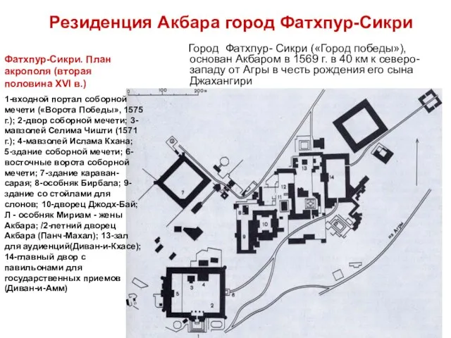 Резиденция Акбара город Фатхпур-Сикри Город Фатхпур- Сикри («Город победы»), основан Акбаром в