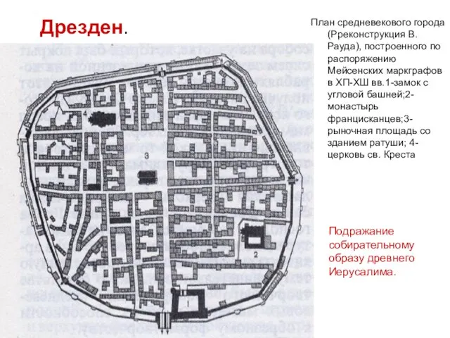 План средневекового города (Рреконструкция В. Рауда), построенного по распоряжению Мейсенских маркграфов в