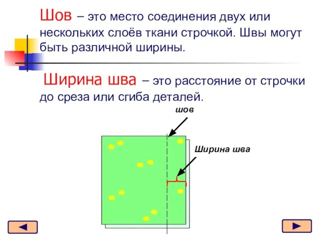 Шов – это место соединения двух или нескольких слоёв ткани строчкой. Швы