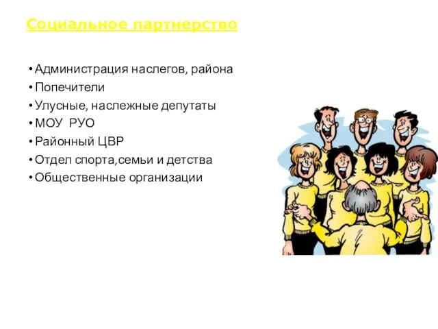 Администрация наслегов, района Попечители Улусные, наслежные депутаты МОУ РУО Районный ЦВР Отдел