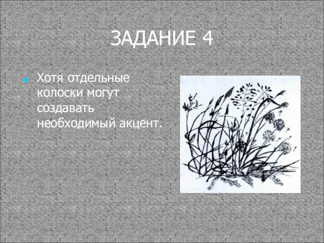 ЗАДАНИЕ 4 Хотя отдельные колоски могут создавать необходимый акцент.