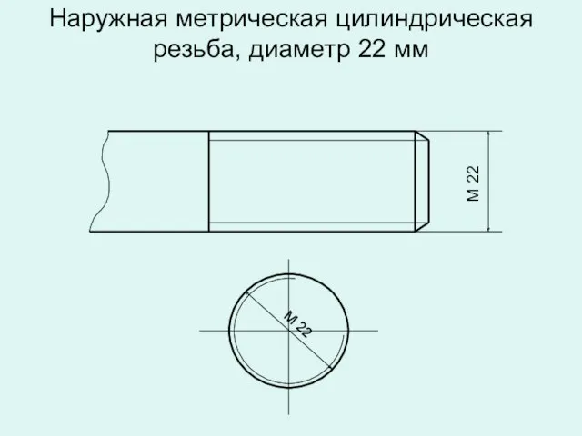 Наружная метрическая цилиндрическая резьба, диаметр 22 мм