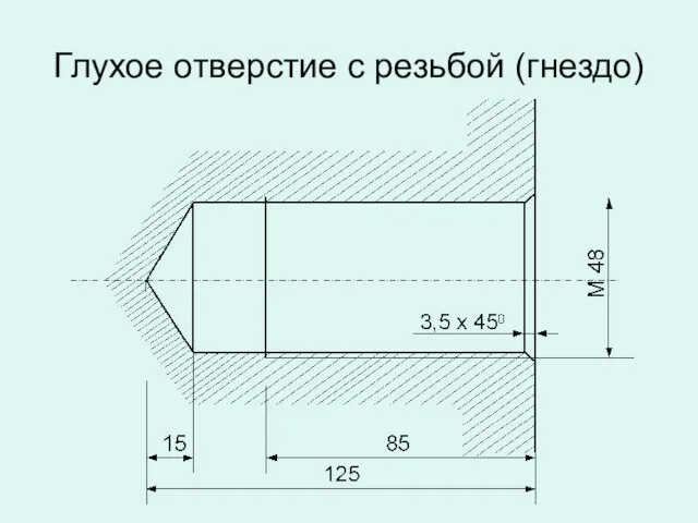 Глухое отверстие с резьбой (гнездо)