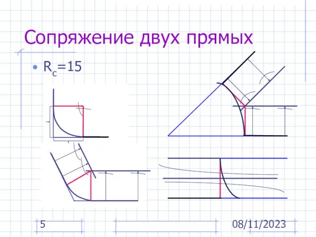 08/11/2023 Сопряжение двух прямых Rс=15