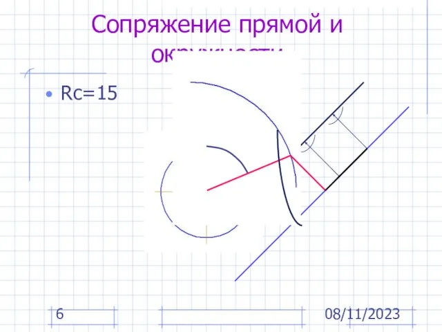 08/11/2023 Сопряжение прямой и окружности Rс=15 Rо + Rс