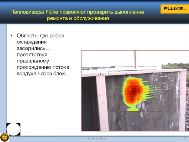 Тепловизоры Fluke позволяют проверить выполнение ремонта и обслуживания Область, где ребра охлаждения