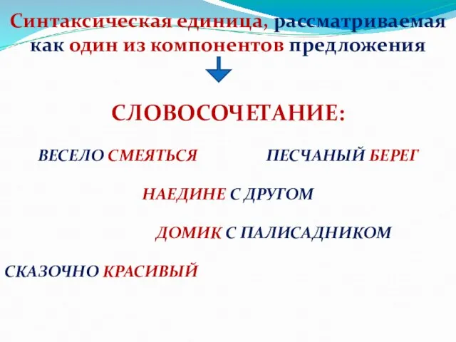 СЛОВОСОЧЕТАНИЕ: ВЕСЕЛО СМЕЯТЬСЯ ПЕСЧАНЫЙ БЕРЕГ НАЕДИНЕ С ДРУГОМ ДОМИК С ПАЛИСАДНИКОМ СКАЗОЧНО