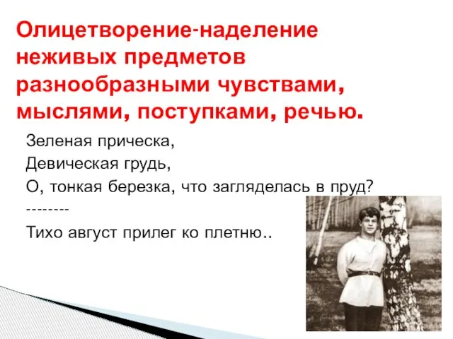 Зеленая прическа, Девическая грудь, О, тонкая березка, что загляделась в пруд? --------