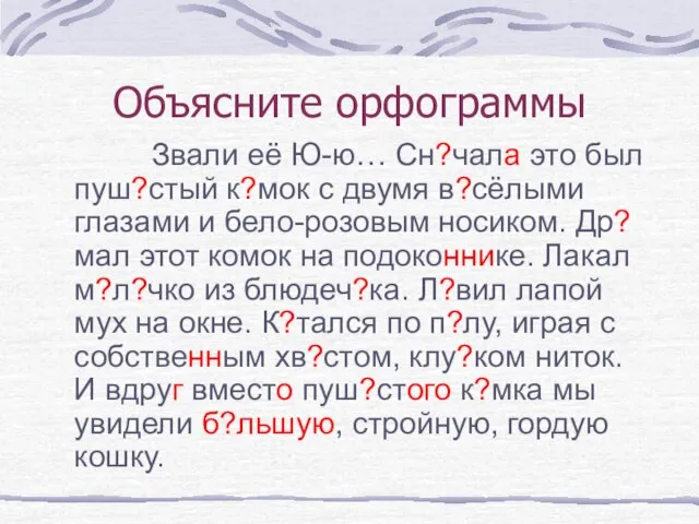 Звали её Ю-ю… Сн?чала это был пуш?стый к?мок с двумя в?сёлыми глазами