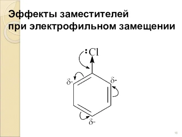 Эффекты заместителей при электрофильном замещении