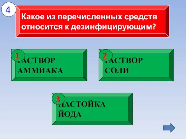 Какое из перечисленных средств относится к дезинфицирующим? 4