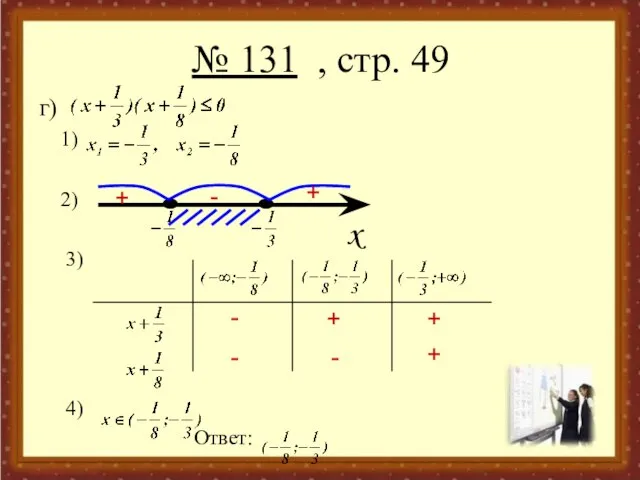 № 131 , стр. 49 г) 1) 2) 3) 4) Ответ: -