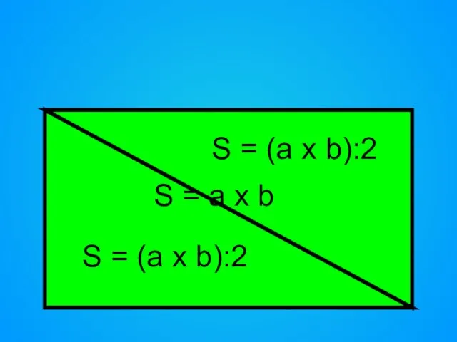 S = a x b S = (a x b):2 S = (a x b):2